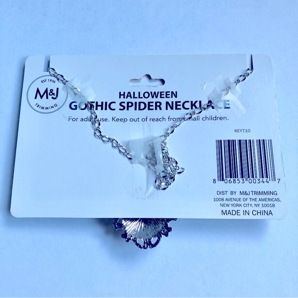 2/$20 NEW HALLOWEEN GOTHIC SPIDER NECKLACE Costume Jewelry Black Silver UNISEX - Picture 4 of 14